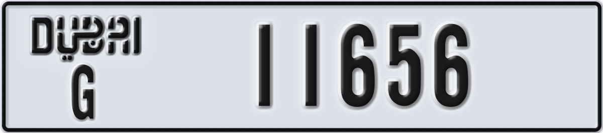 dubai License Plate Number 11656 Code G