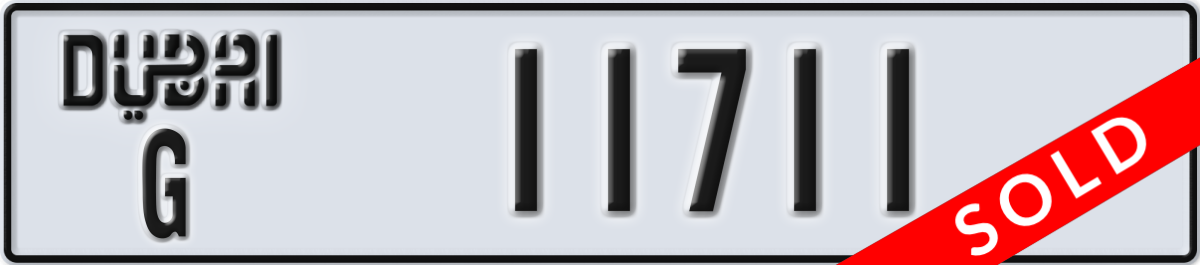 dubai License Plate Number 11711 Code G