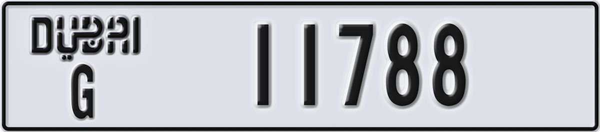 dubai License Plate Number 11788 Code G