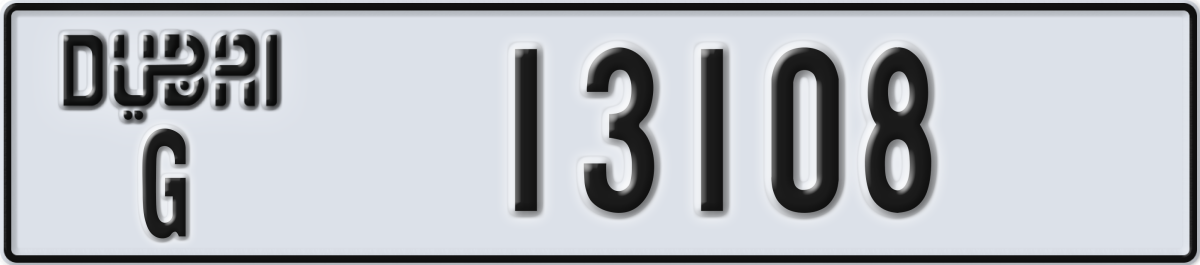 dubai License Plate Number 13108 Code G
