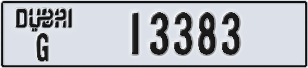 dubai License Plate Number 13383 Code G