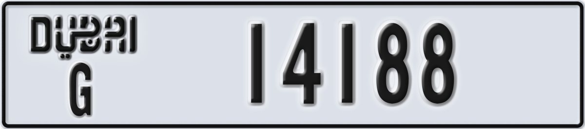 dubai License Plate Number 14188 Code G
