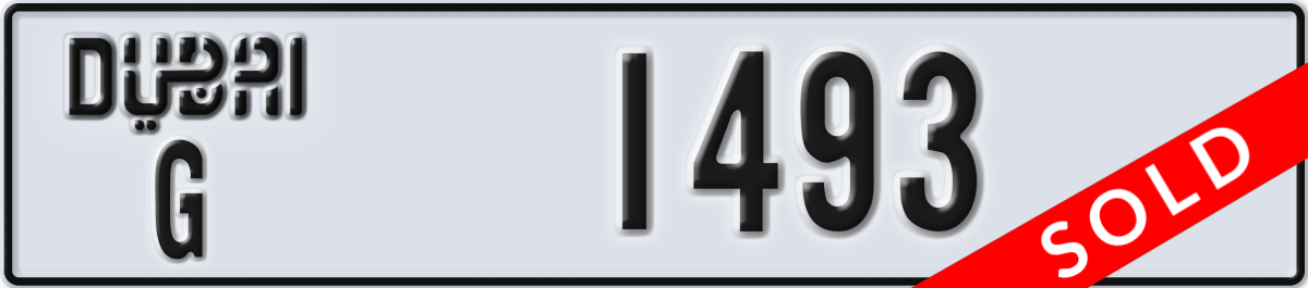 dubai License Plate Number 1493 Code G