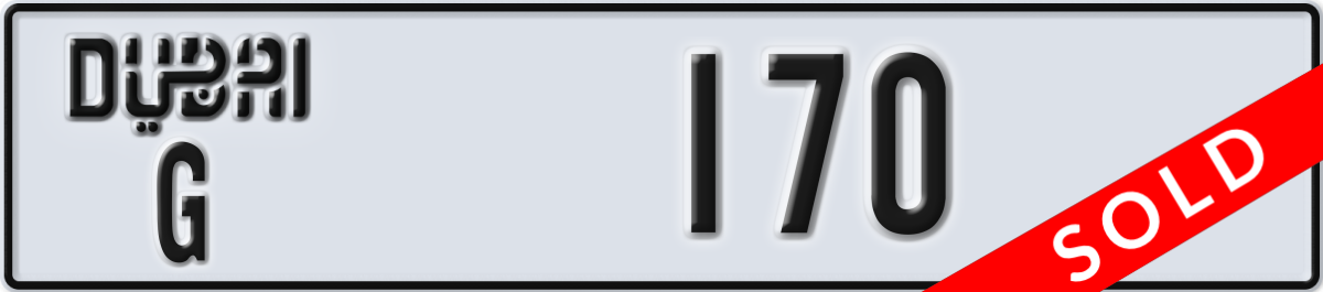 dubai License Plate Number 170 Code G