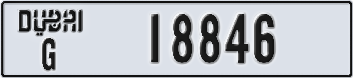 dubai License Plate Number 18846 Code G