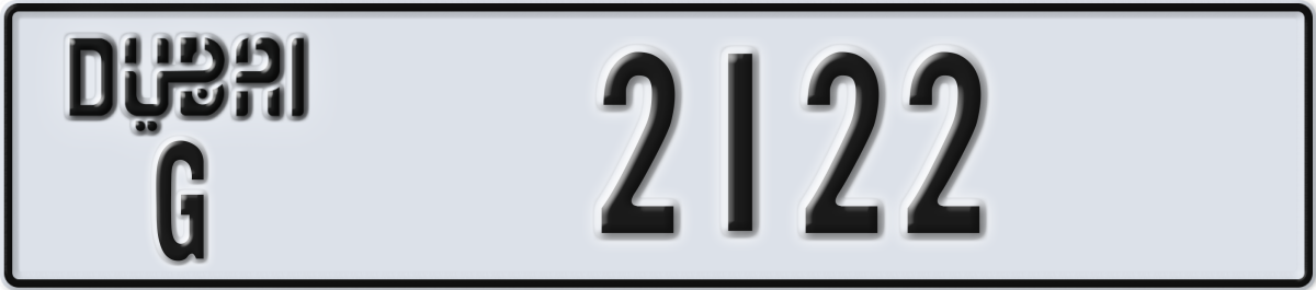 dubai License Plate Number 2122 Code G