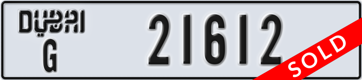 dubai License Plate Number 21612 Code G