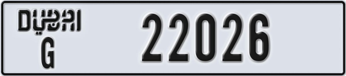 dubai License Plate Number 22026 Code G