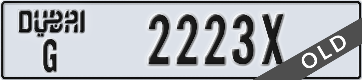 dubai License Plate Number 2223X Code G