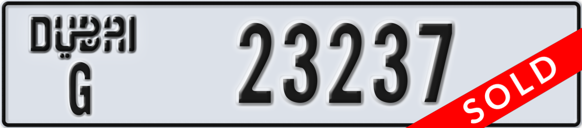 dubai License Plate Number 23237 Code G