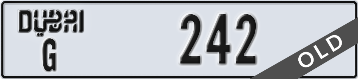 dubai License Plate Number 242 Code G