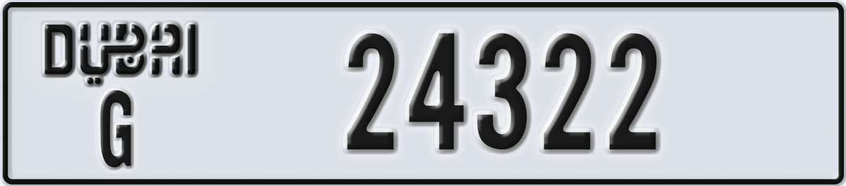 dubai License Plate Number 24322 Code G