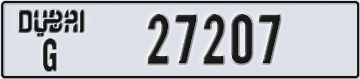 dubai License Plate Number 27207 Code G