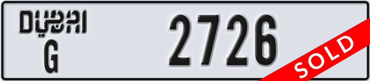 dubai License Plate Number 2726 Code G