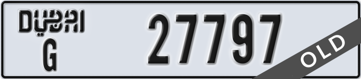 dubai License Plate Number 27797 Code G