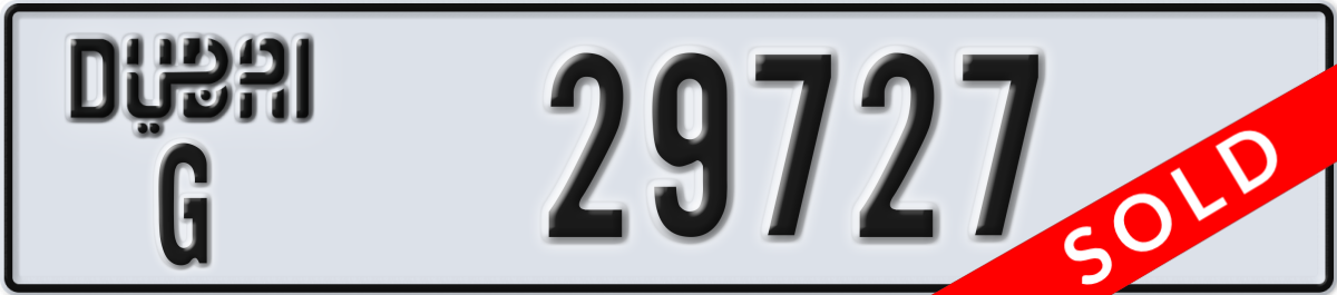 dubai License Plate Number 29727 Code G