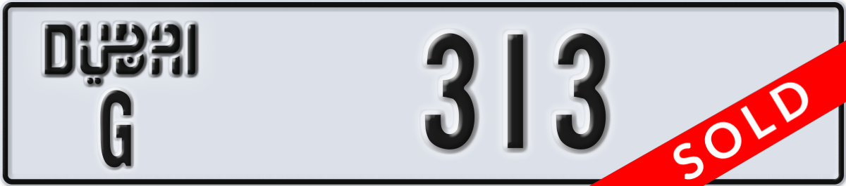 dubai License Plate Number 313 Code G