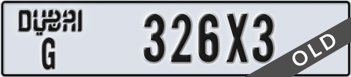 dubai License Plate Number 326X3 Code G