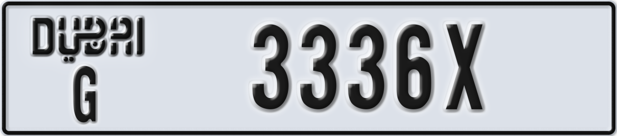 dubai License Plate Number 3336X Code G