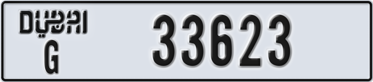 dubai License Plate Number 33623 Code G