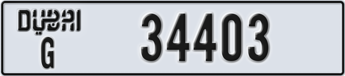 dubai License Plate Number 34403 Code G