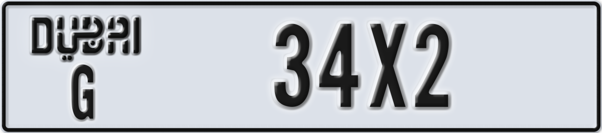 dubai License Plate Number 34X2 Code G
