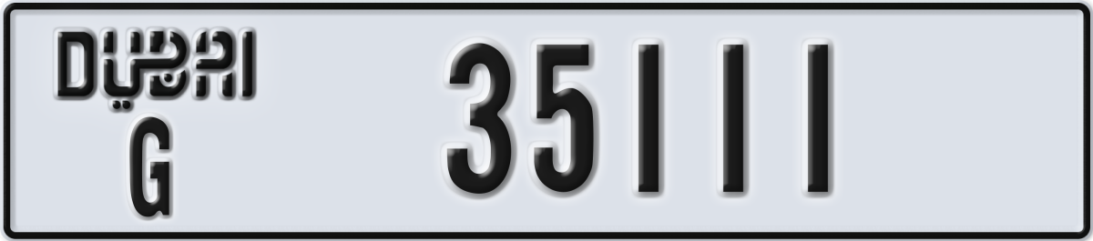 dubai License Plate Number 35111 Code G