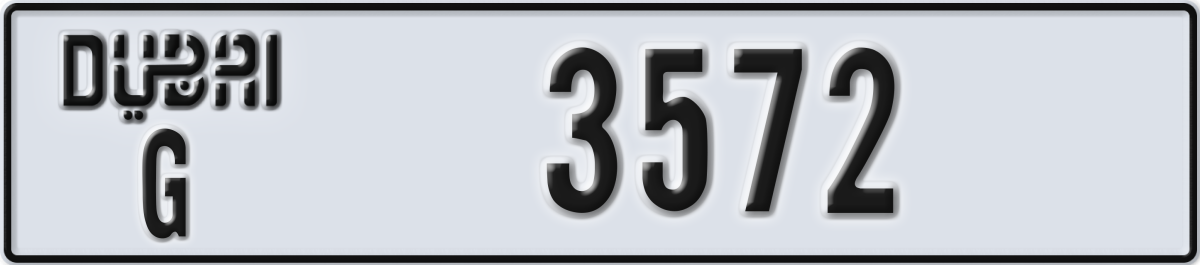dubai License Plate Number 3572 Code G