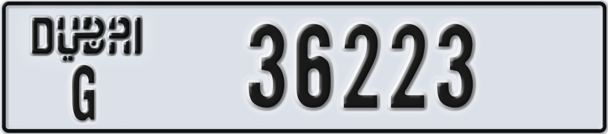 dubai License Plate Number 36223 Code G