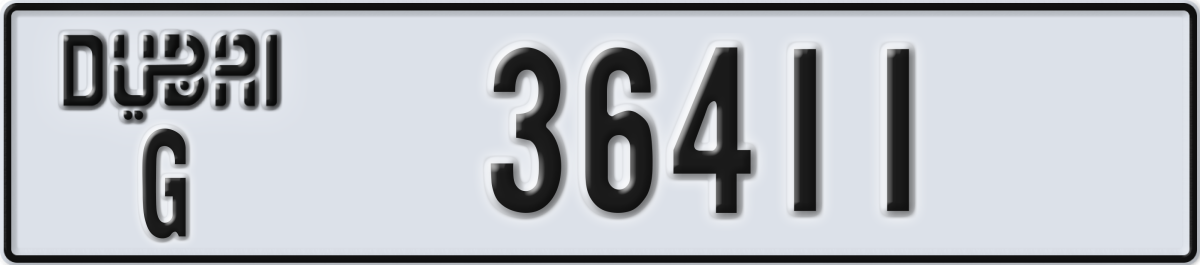 dubai License Plate Number 36411 Code G