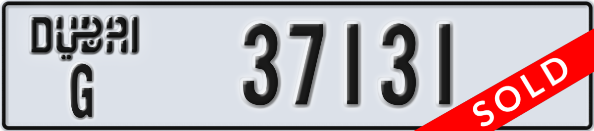 dubai License Plate Number 37131 Code G