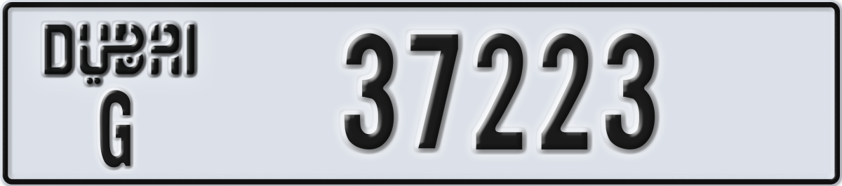 dubai License Plate Number 37223 Code G