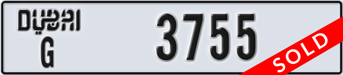 dubai License Plate Number 3755 Code G