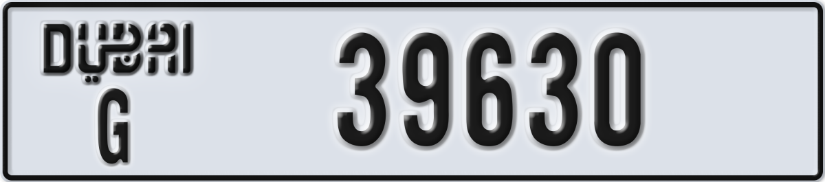 dubai License Plate Number 39630 Code G