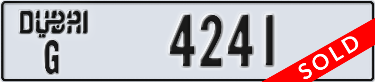 dubai License Plate Number 4241 Code G