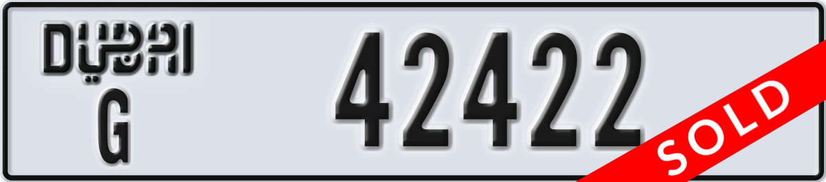 dubai License Plate Number 42422 Code G