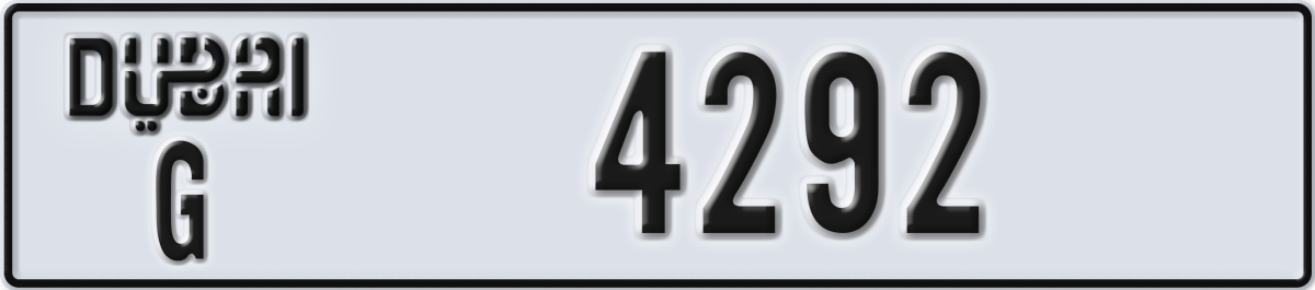 dubai License Plate Number 4292 Code G