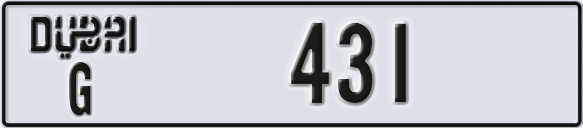 dubai License Plate Number 431 Code G