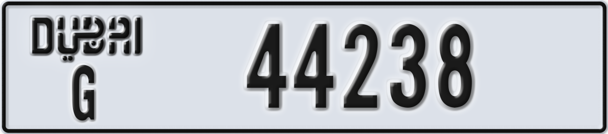 dubai License Plate Number 44238 Code G