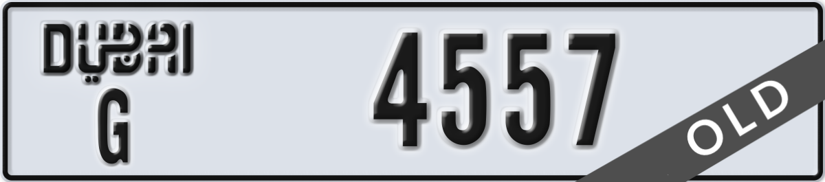 dubai License Plate Number 4557 Code G
