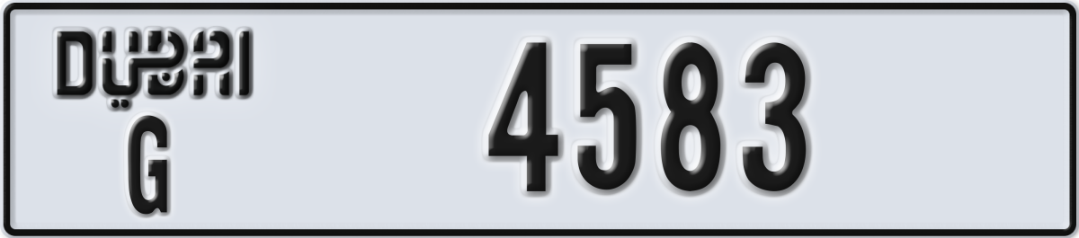 dubai License Plate Number 4583 Code G