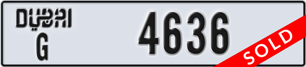 dubai License Plate Number 4636 Code G