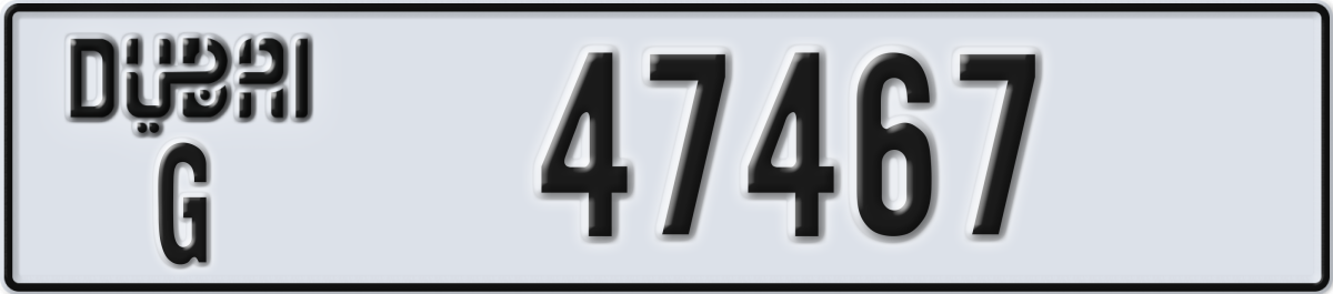 dubai License Plate Number 47467 Code G