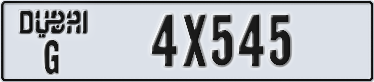 dubai License Plate Number 4X545 Code G