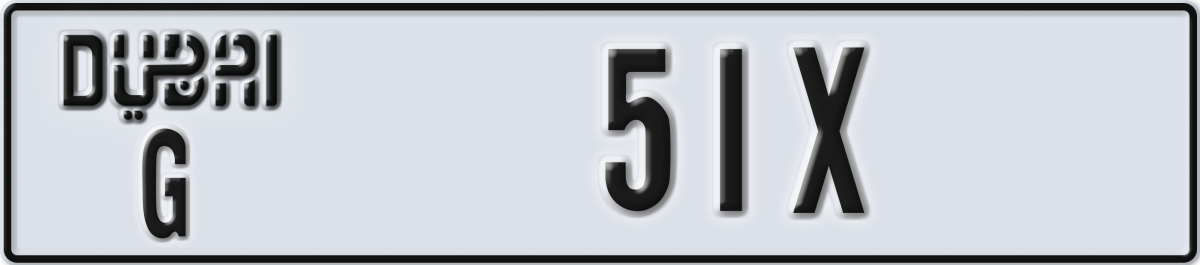 dubai License Plate Number 51X Code G