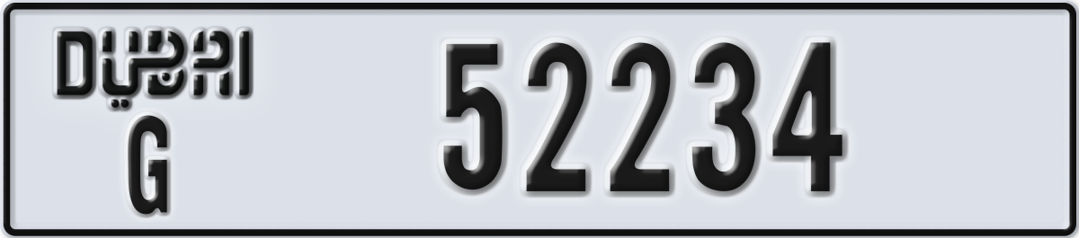 dubai License Plate Number 52234 Code G