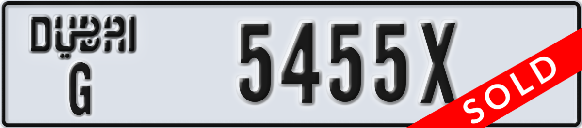 dubai License Plate Number 5455X Code G
