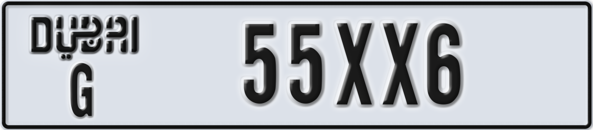 dubai License Plate Number 55XX6 Code G