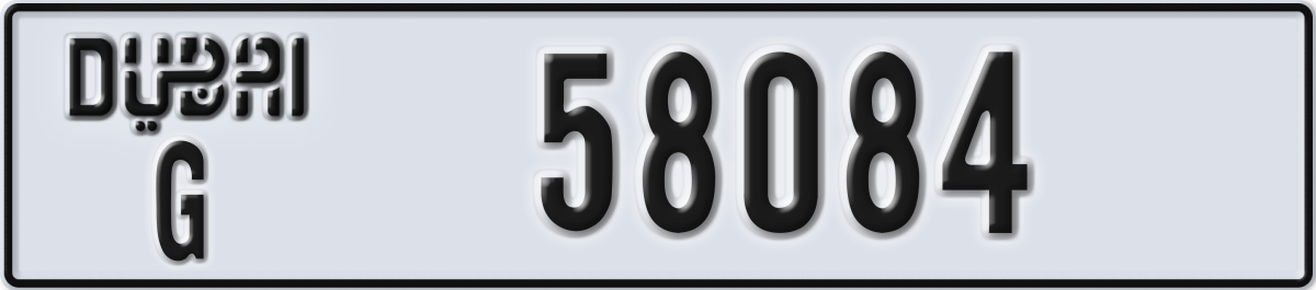 dubai License Plate Number 58084 Code G