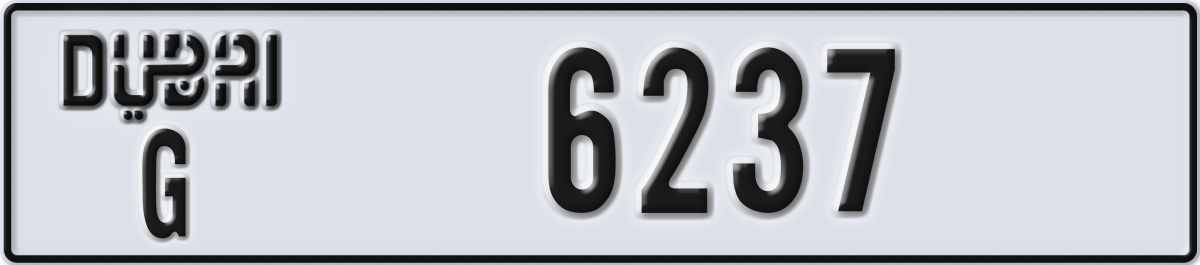 dubai License Plate Number 6237 Code G